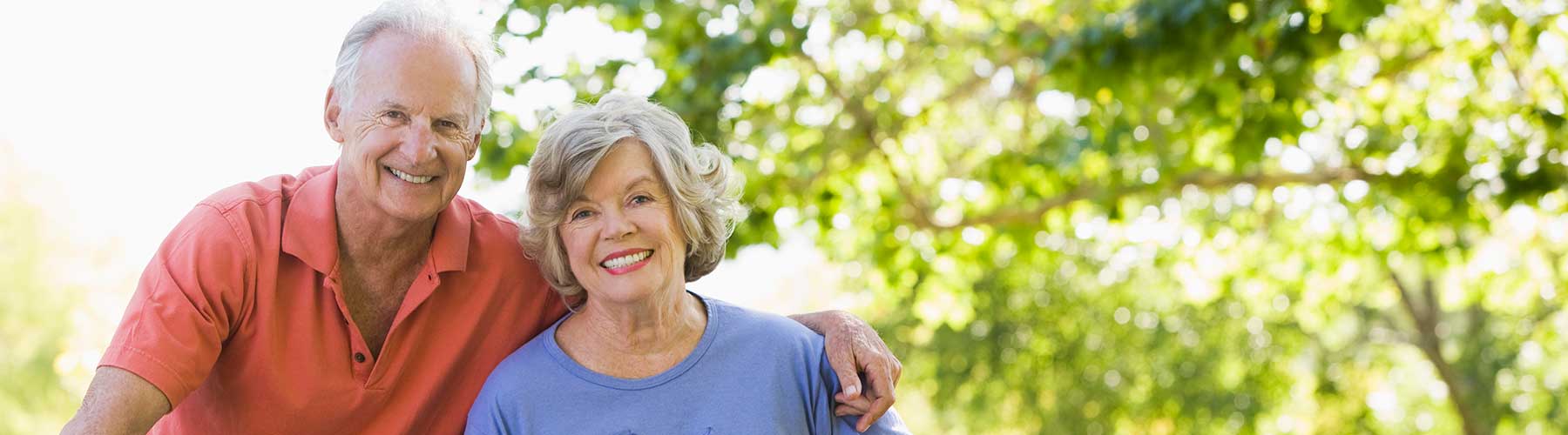 Life and medicare insurance represented by an elderly couple embracing